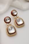 Shop_SWABHIMANN_Red Stones Polki Dangler Earrings _at_Aza_Fashions