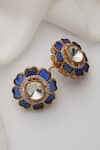 Shop_SWABHIMANN_Blue Stones Polki Stud Earrings _at_Aza_Fashions
