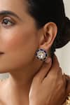 Buy_SWABHIMANN_Blue Stones Polki Stud Earrings _Online_at_Aza_Fashions