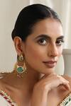 Buy_SWABHIMANN_Mint Gold Chandbali Earrings _at_Aza_Fashions