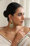 SWABHIMANN_Mint Gold Chandbali Earrings _Online_at_Aza_Fashions