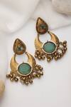 Shop_SWABHIMANN_Mint Gold Chandbali Earrings _at_Aza_Fashions