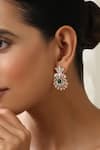 Swabhimann_Green Stones Rose Gold Polki Stud Earrings _Online_at_Aza_Fashions