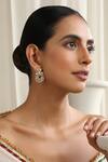 Buy_Swabhimann_Green Stones Rose Gold Polki Stud Earrings _at_Aza_Fashions