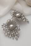 Shop_SWABHIMANN_Silver Plated Crystals, Pearls Zirconia Dangler Earrings _at_Aza_Fashions