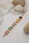 Shop_SWABHIMANN_Multi Color Stones, Pearls Multicolour Zirconia Bracelet _at_Aza_Fashions