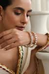 Buy_Swabhimann_Rose Gold Crystals Embellished Polki Bangles _Online_at_Aza_Fashions