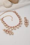 Shop_SWABHIMANN_Red Stones Rose Gold Polki Necklace Set _at_Aza_Fashions