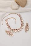 SWABHIMANN_Red Stones Rose Gold Polki Necklace Set _Online_at_Aza_Fashions