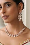 Shop_SWABHIMANN_Red Stones Rose Gold Polki Necklace Set _Online_at_Aza_Fashions