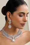 Buy_SWABHIMANN_Silver Plated Crystals White Zirconia Necklace Set _Online_at_Aza_Fashions