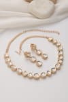 Shop_SWABHIMANN_Rose Gold Stones Embellished Polki Necklace Set _at_Aza_Fashions