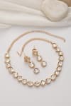 SWABHIMANN_Rose Gold Stones Embellished Polki Necklace Set _Online_at_Aza_Fashions