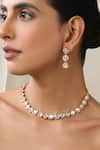 Buy_SWABHIMANN_Rose Gold Stones Embellished Polki Necklace Set _Online_at_Aza_Fashions