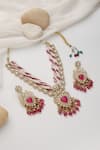 SWABHIMANN_Red Stones Embellished Polki Necklace Set _Online_at_Aza_Fashions