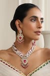 Buy_SWABHIMANN_Red Stones Embellished Polki Necklace Set _at_Aza_Fashions
