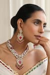 Buy_SWABHIMANN_Red Stones Embellished Polki Necklace Set _Online_at_Aza_Fashions