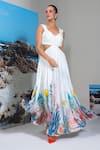 Buy_Nautanky_White Chiffon Scoop Neck Floral Print Maxi Dress 