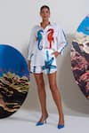 Buy_Nautanky_White Cotton, Linen Embroidery Colorful Seahorse Print Shirt And Shorts Set _at_Aza_Fashions