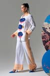 Nautanky_White Cotton, Linen Embroidery Collared Designer Baited Breath Shirt And Pant Set _Online_at_Aza_Fashions