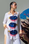 Shop_Nautanky_White Cotton, Linen Embroidery Collared Designer Baited Breath Shirt And Pant Set _Online_at_Aza_Fashions