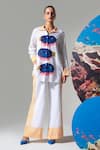 Buy_Nautanky_White Cotton, Linen Embroidery Collared Designer Baited Breath Shirt And Pant Set _at_Aza_Fashions
