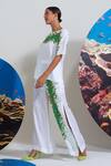 Nautanky_White Cotton, Linen Embroidery Boat Neck Floral Pant Set _at_Aza_Fashions