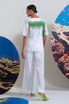 Shop_Nautanky_White Cotton, Linen Embroidery Boat Neck Floral Pant Set _at_Aza_Fashions