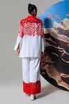 Shop_Nautanky_White Cotton, Linen Embroidery Collared Coral Print Pant Set _at_Aza_Fashions