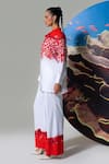Nautanky_White Cotton, Linen Embroidery Collared Coral Print Pant Set _Online_at_Aza_Fashions