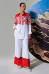 Buy_Nautanky_White Cotton, Linen Embroidery Collared Coral Print Pant Set _at_Aza_Fashions