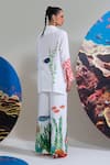 Shop_Nautanky_White Cotton, Linen Embroidery Collared Designer Coral Print Pant Set _at_Aza_Fashions