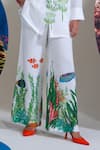 Buy_Nautanky_White Cotton, Linen Embroidery Collared Designer Coral Print Pant Set _Online_at_Aza_Fashions