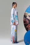 Nautanky_White Cotton, Linen Embroidery Collared Coral Print Pant Set _Online_at_Aza_Fashions