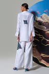 Shop_Nautanky_White Cotton, Linen Collared Printed Pant Set _at_Aza_Fashions