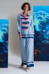 Buy_Nautanky_Blue Cotton, Linen Collared Designer Shell We Kiss Pant Set _at_Aza_Fashions