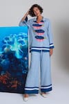 Shop_Nautanky_Blue Cotton, Linen Collared Designer Shell We Kiss Pant Set _Online_at_Aza_Fashions