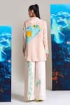 Shop_Nautanky_Pink Cotton, Linen Embroidery Collared Designer Shirt And Pant Set _at_Aza_Fashions
