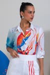 Buy_Nautanky_White Cotton, Linen Collared Deep End Darling Shirt And Shorts Set _Online_at_Aza_Fashions