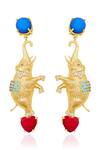 Shop_MAALICIOUS JEWELRY_Gold Plated Circus Elephant Statement Earrings _at_Aza_Fashions