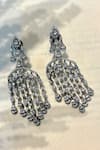 Shop_Prestones_Silver Plated Crystals Designer Chandeliers Earrings _at_Aza_Fashions