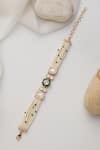Shop_SWABHIMANN_Green Stones Rose Gold Polki Bracelet _at_Aza_Fashions