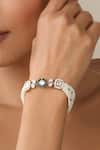 Shop_SWABHIMANN_Green Stones Rose Gold Polki Bracelet _Online_at_Aza_Fashions
