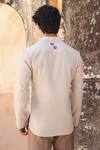 Shop_Raw & Rustic by Niti Bothra_Ivory Linen, Cotton, Tencel Embroidery Leopard Shirt Kurta _at_Aza_Fashions