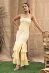 Buy_Kalakaari By Sagarika_Yellow Cotton Embroidery Open Neck Butter Maxi Dress _at_Aza_Fashions