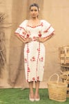 Buy_Kalakaari By Sagarika_Off White Cotton Embroidery Square Neck Floral Maxi Dress _at_Aza_Fashions