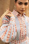 Kalakaari By Sagarika_Multi Color Cotton Embroidery Collared Designer Coraline Print Pant Set _Online_at_Aza_Fashions