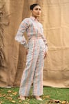 Buy_Kalakaari By Sagarika_Multi Color Cotton Embroidery Collared Designer Coraline Print Pant Set _Online_at_Aza_Fashions