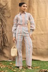 Buy_Kalakaari By Sagarika_Multi Color Cotton Embroidery Collared Designer Coraline Print Pant Set _at_Aza_Fashions