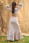 Shop_Kalakaari By Sagarika_Multi Color Cotton Lace V-neck Maxi Dress With Puff Sleeves _at_Aza_Fashions